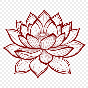 A vector graphic representation of a blooming lotus plant with detailed petals and center.