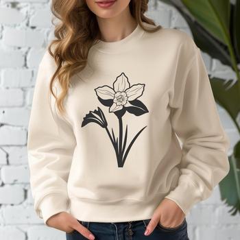 A single daffodil flower with trumpet-shaped petals and yellow color, suitable for graphic design and vector art.
