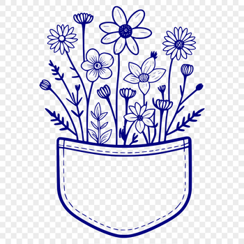 Vector illustration of a floral pocket design featuring a stylized wild flower pattern.