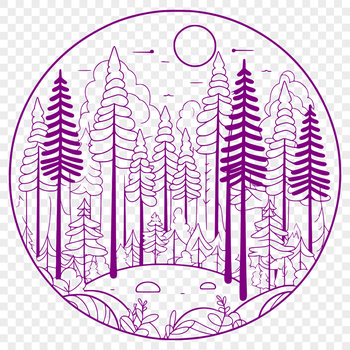 An intricate vector design featuring a detailed depiction of a woodland environment.