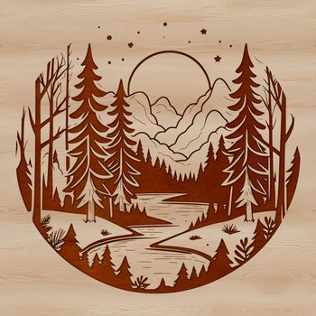 A stylized illustration of a forest with trees and foliage, suitable for vector design and cutting machine projects.