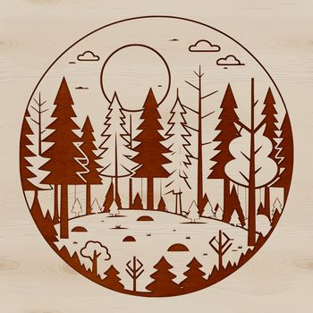 An illustration of a dense forest with multiple trees and foliage, suitable for vector design projects.