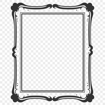 Vector graphic illustration of a picture frame with ornate details.