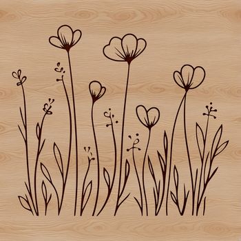 An isolated vector design of a single blooming wild flower in bloom.