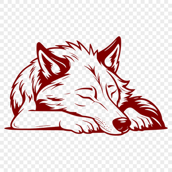 A realistic illustration of a wolf lying down, depicted in a vector format suitable for digital use.