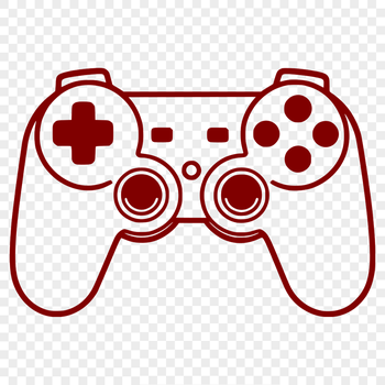An illustration of a game controller with buttons and joysticks.