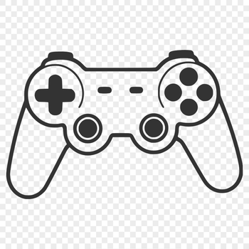 A digital video game controller with buttons and joysticks, depicted in vector format.
