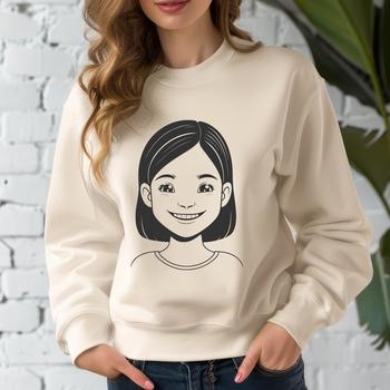 A young girl depicted in simple vector lines.
