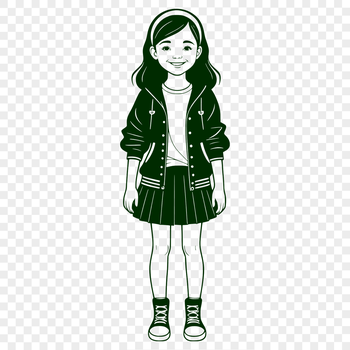 A young girl illustration created as vector art.