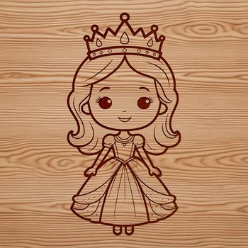 A vector graphic representation of a girl dressed as a princess with intricate design details.