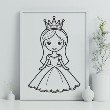 An SVG graphic of a royalty-inspired girl design suitable for digital projects.