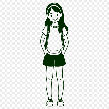Young girl silhouette vector illustration.