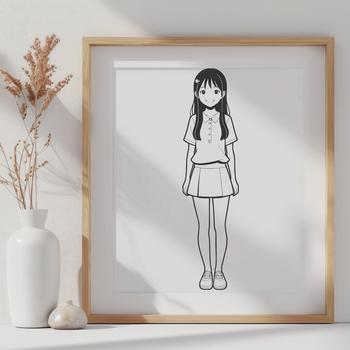 An illustration of a young girl in a simple composition, suitable for vector art projects.