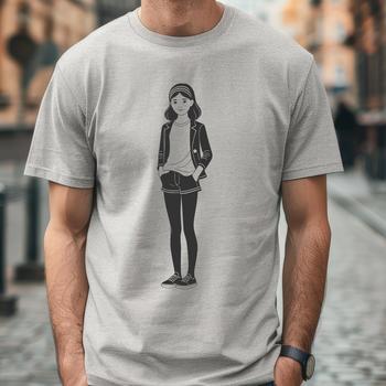 A young female figure created with digital vector graphics.