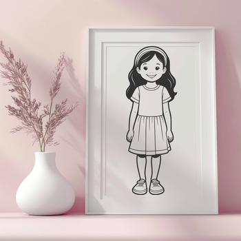 A high-quality vector illustration of a young girl.
