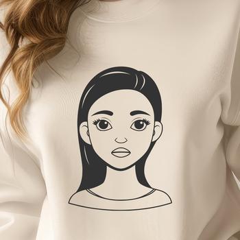 Young girl character illustration in vector format suitable for graphic design projects.
