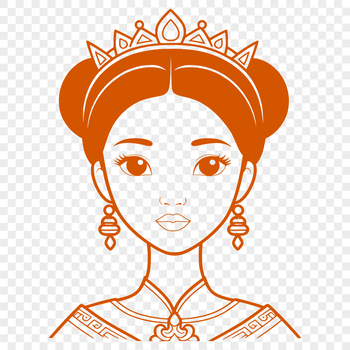 An SVG vector graphic of a girl dressed as a princess, suitable for custom cutting and design projects.