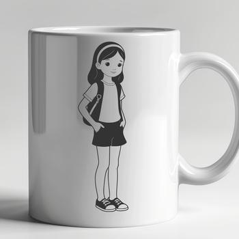 A young girl depicted in simple vector graphics.