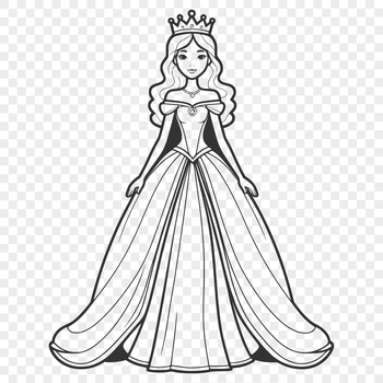 A digital illustration of a young female princess in a regal attire.