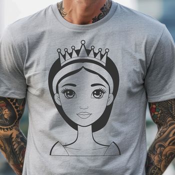 A royalty-themed illustration of a young female princess in a traditional medieval setting.