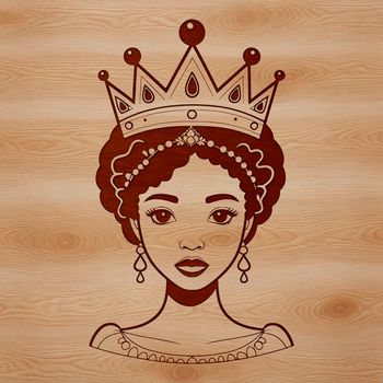 An SVG vector graphic design featuring a girl dressed as a princess with a crown and elegant attire.