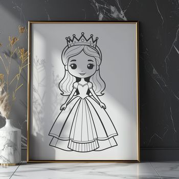 A digital illustration of a young princess in a medieval setting.