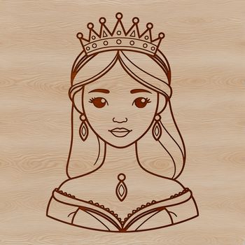 A stylized illustration of a princess, created as an editable vector art file for use in digital design projects.