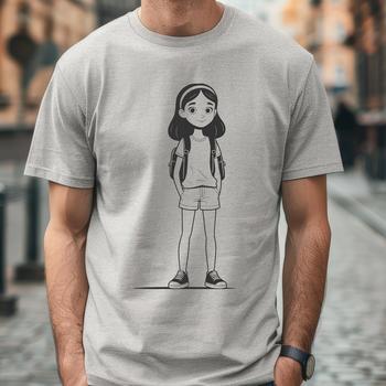 A simple vector illustration of a young girl in various poses, suitable for digital designs and cutting machines.