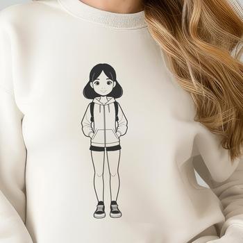 A young girl's portrait created in vector format.
