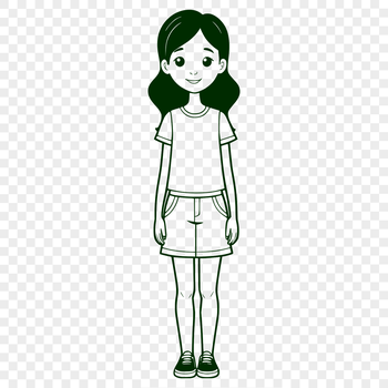 A simple illustration of a young girl created as a vector graphic using SVG format.