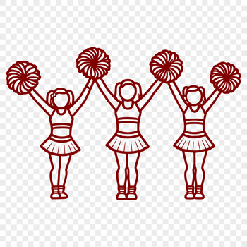 A vector graphic illustration of a young girl in a cheerleading uniform, ideal for craft projects and design templates.