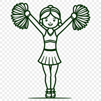 A young girl in a sporty outfit cheering with pom-poms, ideal for vector art projects.