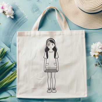 A young female figure created with vector lines, suitable for cutting machines or laser cutters.