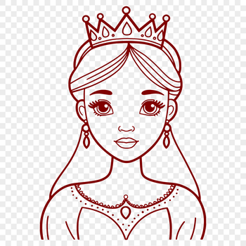 Female royal character in a medieval-inspired costume.