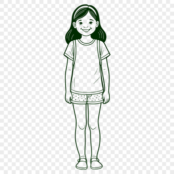 Young girl illustration created as a vector SVG graphic for digital use.