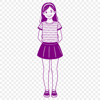 A simple illustration of a young female figure created as an SVG file for digital editing and cutting machine designs.