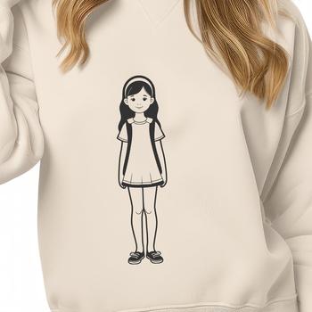 A young girl's face is depicted in this scalable vector graphics image.