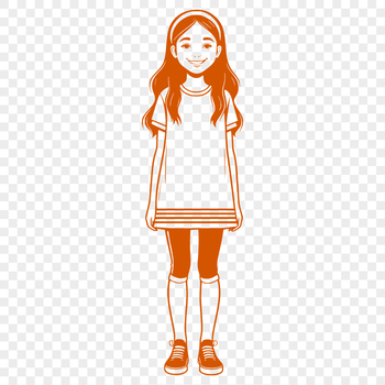 A high-resolution, scalable illustration of a young girl in various colors and poses.