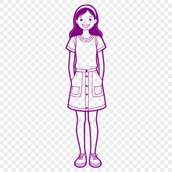 A young girl illustration created in vector format as a downloadable SVG file.