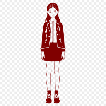 A young girl in a simple illustration style, suitable for various graphic design projects.