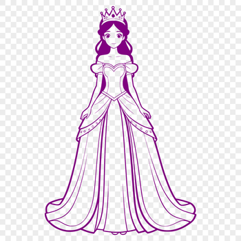 A young female character in royal attire, suitable for vector design and cutting machine applications.