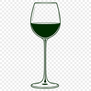 A stylized illustration of a glass of red wine with grapes and leaves, suitable for digital design projects.