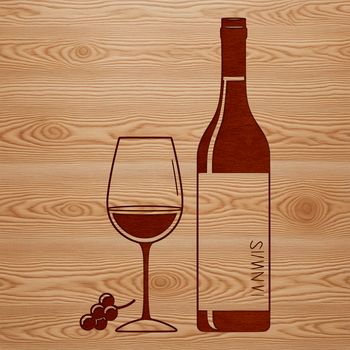 A vector graphic of a bottle and glass setting, ideal for design projects.