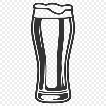 A graphic representation of a glass filled with beer, suitable for vector art projects.