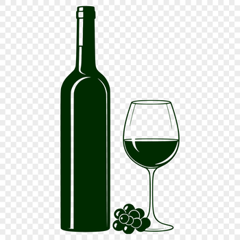 An elegant vector design featuring a wine bottle next to a filled glass.