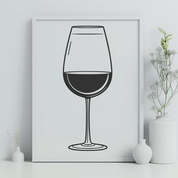 A stylized illustration of a glass filled with red wine, suitable for vector art and graphic design projects.