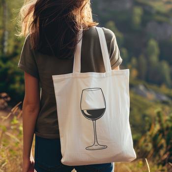 An isolated graphic of a wine-filled glass with a simple design.