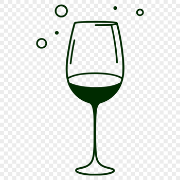 Wine bottle in a glass with liquid contents.