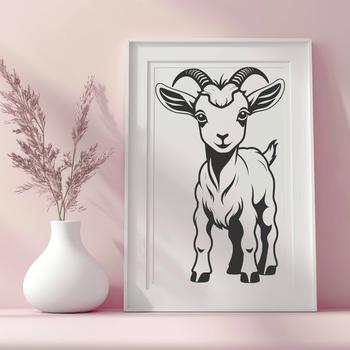 A detailed illustration of a farm animal, suitable for various design applications.