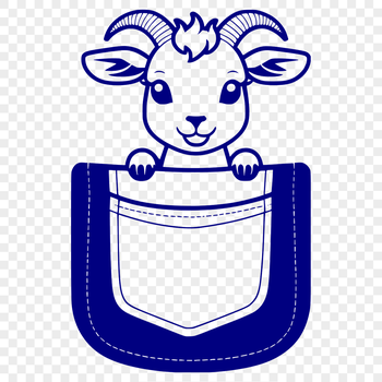 A simple illustration of a goat peeking out from behind an object, suitable for vector design projects.